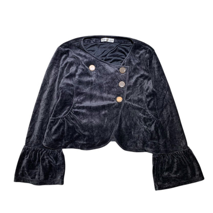 Velvet Cropped Jacket with Flared Cuffs