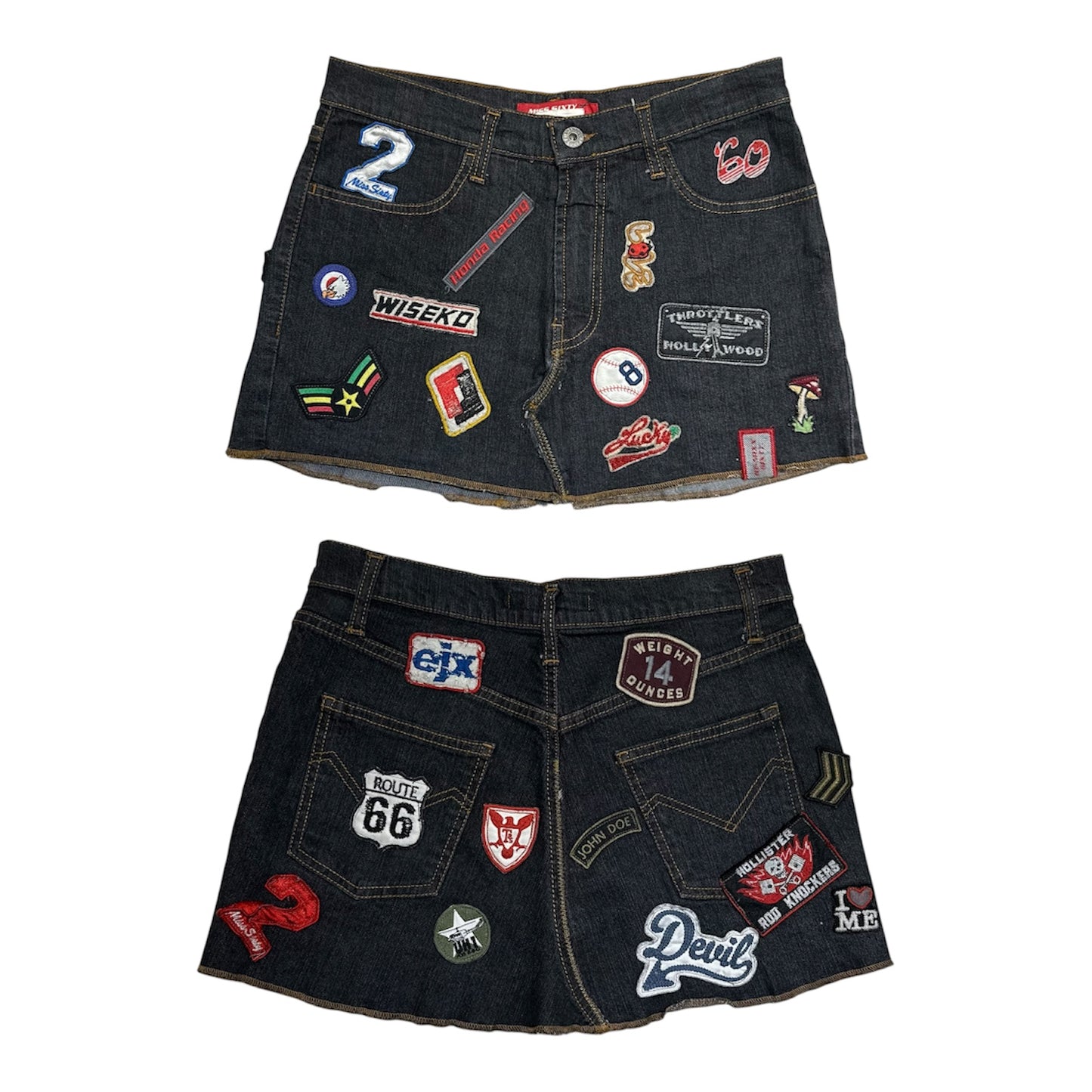 Miss Sixty Pins Denim Mini Skirt