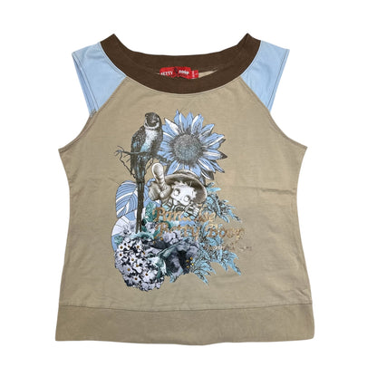 00s Betty Boop ‘Paradise Sunshine Girl’ Sleeveless Raglan Top