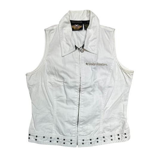 Harley Davidson 90s American Flag Eagle Embroidered Studded Vest