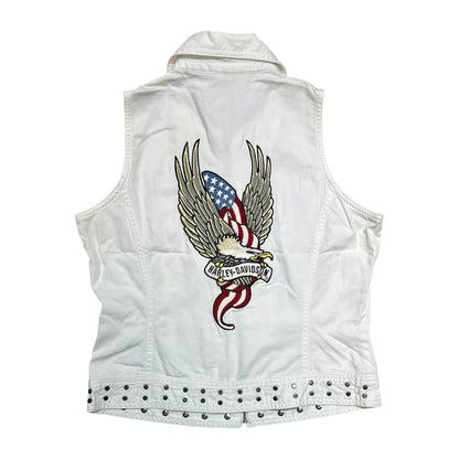 Harley Davidson 90s American Flag Eagle Embroidered Studded Vest