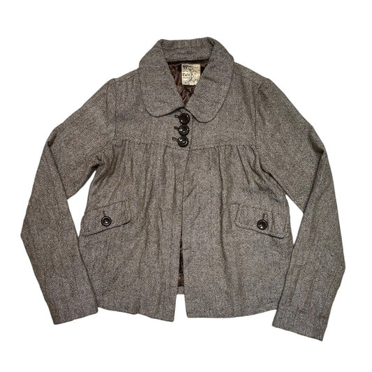 Herringbone Wool Blend Babydoll Jacket