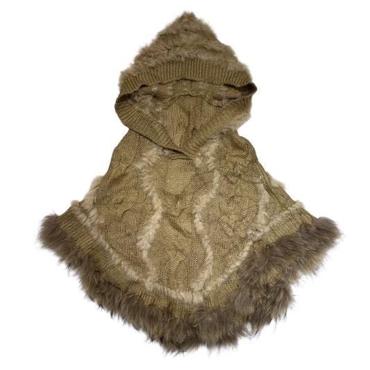 Fur Trim Hooded Knit Cloak