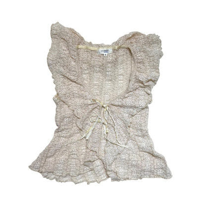 Lace Ruffle Tie-Front Bustier Top