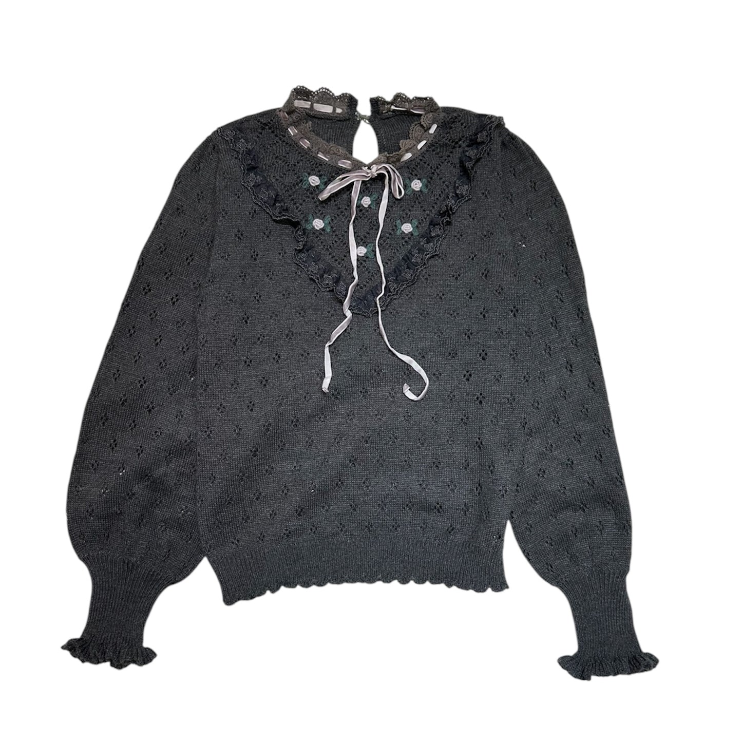 Axes Femme Tie-Neck Open Knit Sweater