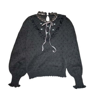 Axes Femme Tie-Neck Open Knit Sweater