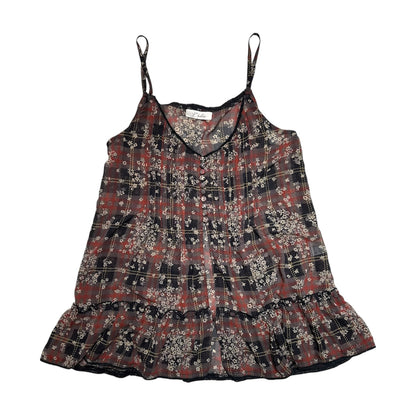 Checked Floral Mesh Camisole