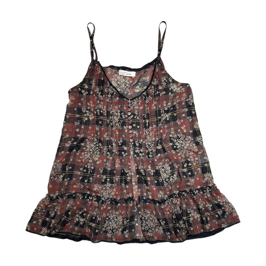 Checked Floral Mesh Camisole