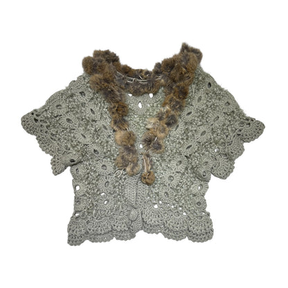 Fur Trim Crochet Cardigan