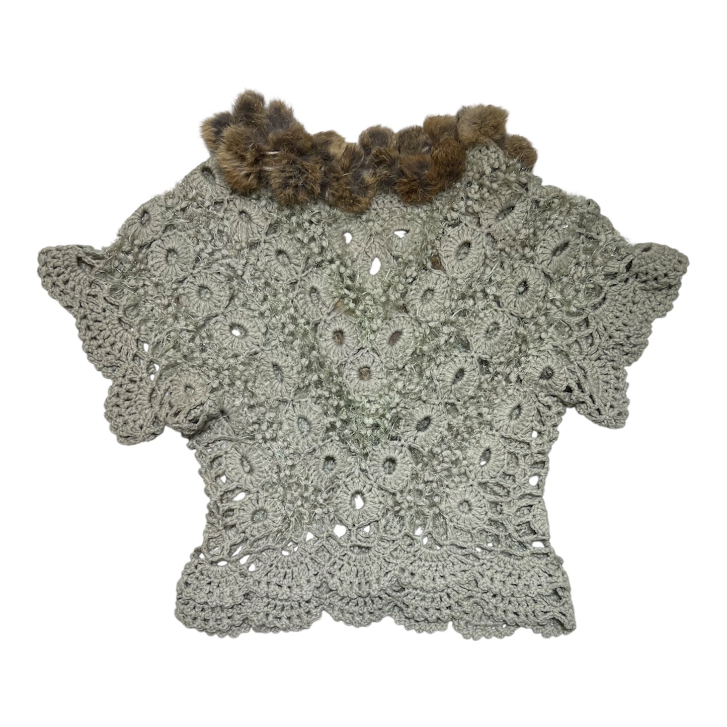 Fur Trim Crochet Cardigan