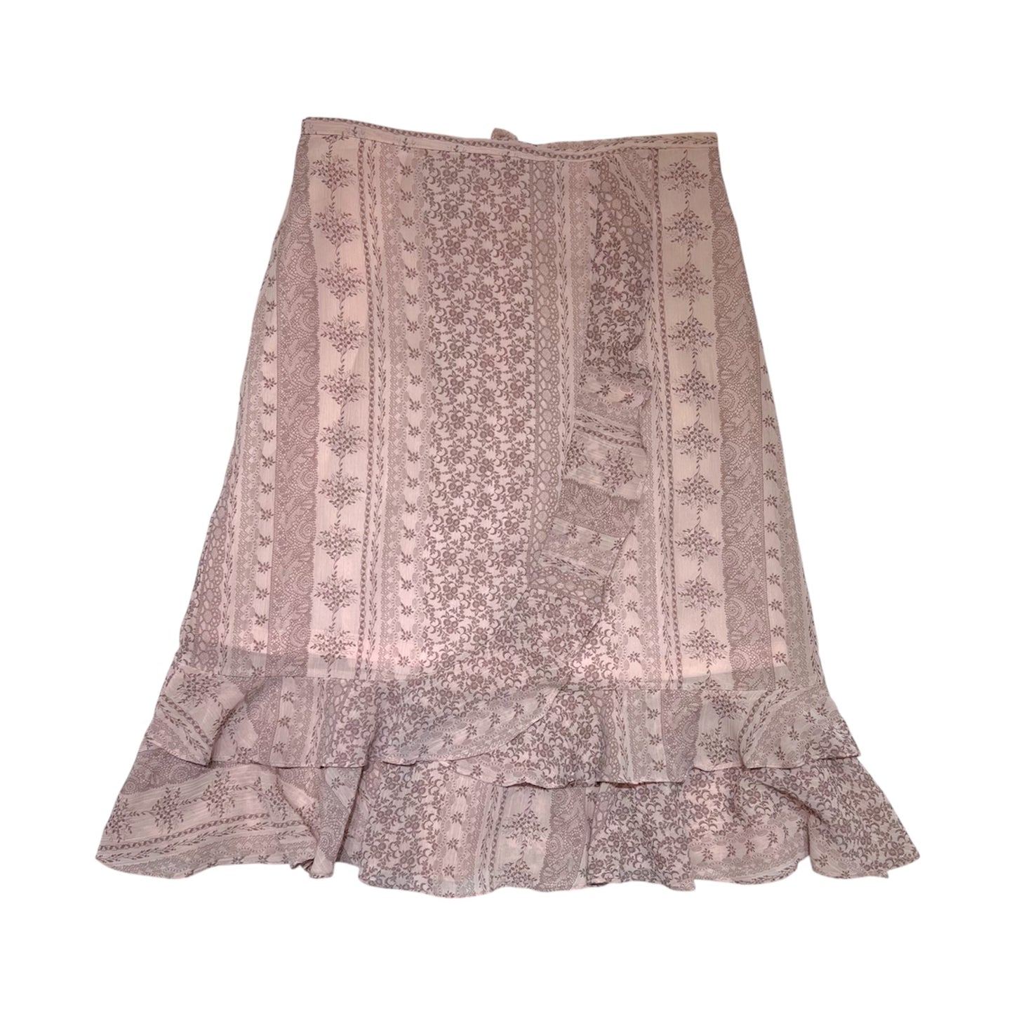 Floral Ruffle Hem Midi Skirt