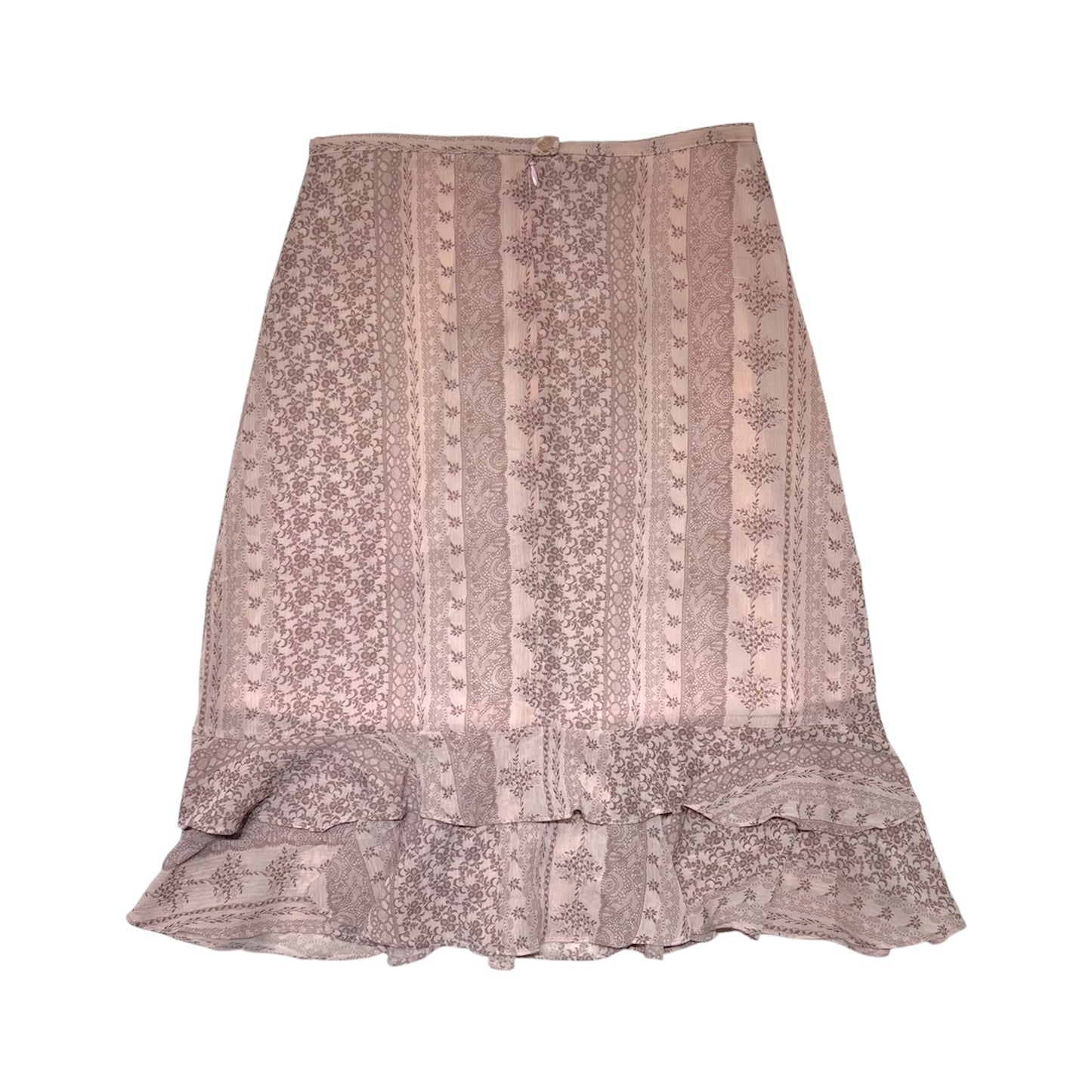 Floral Ruffle Hem Midi Skirt