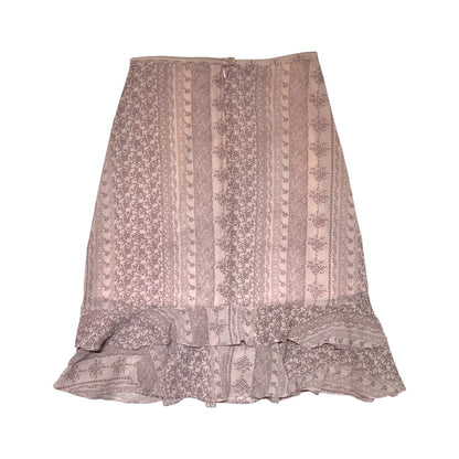Floral Ruffle Hem Midi Skirt
