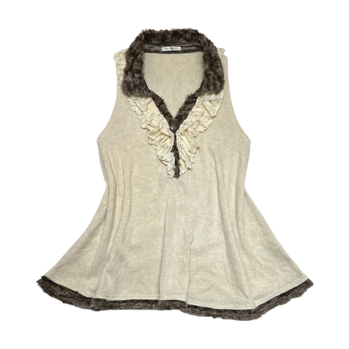 Axes Femme Fur Trim Knit Vest