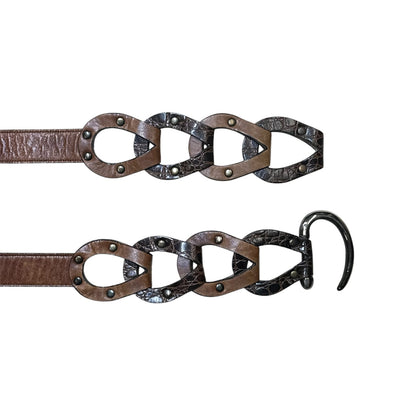 Patchwork Leather Chain Belt