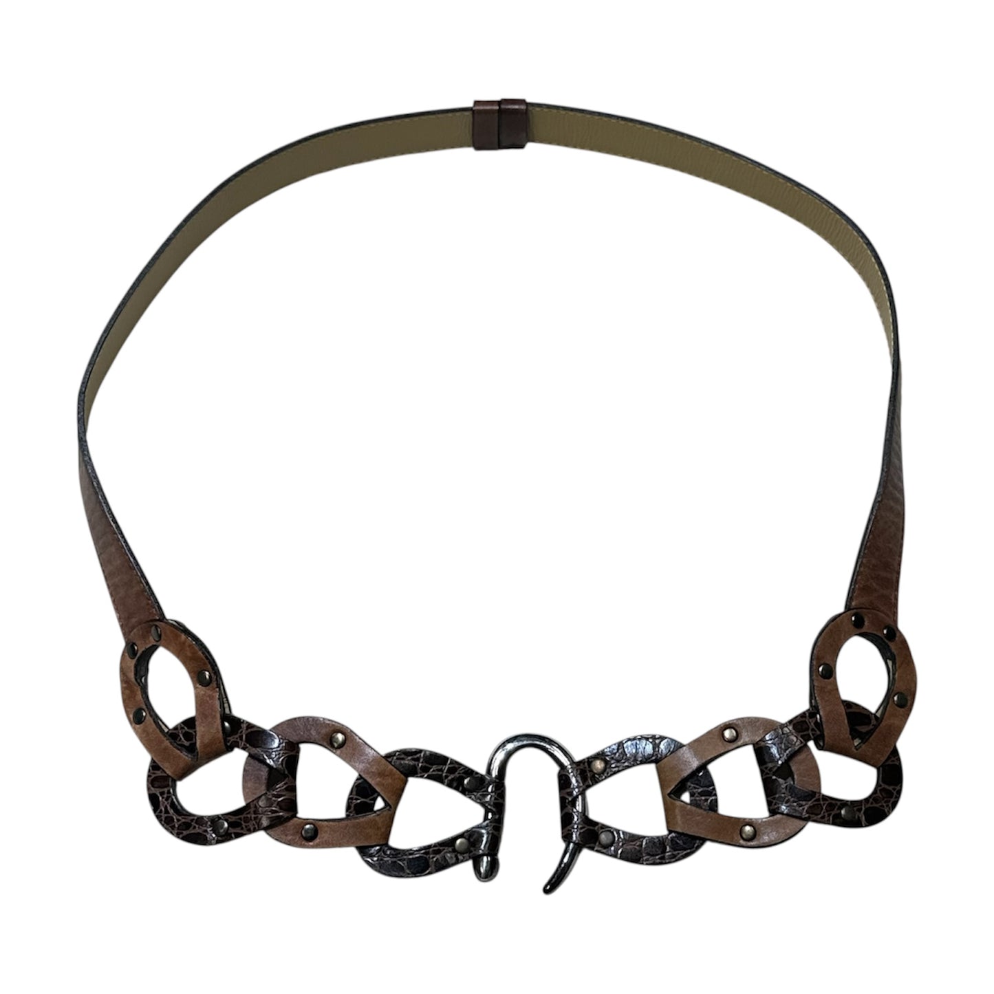 Patchwork Leather Chain Belt
