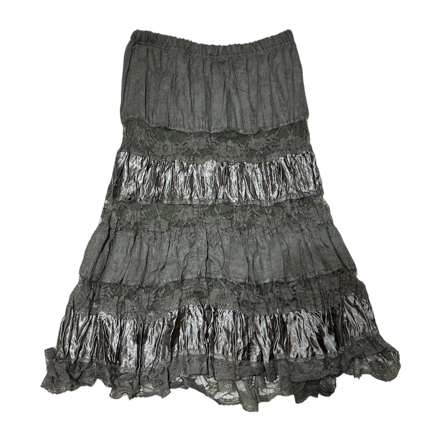 Tiered Lace & Stain Ruffle Skirt