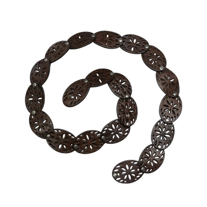 Perforated Floral Leather Link Belt