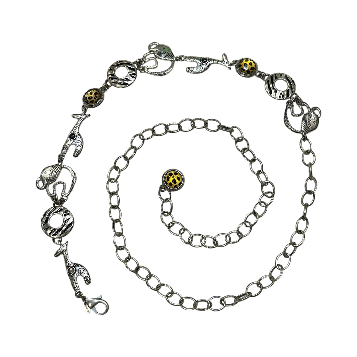 Tribal Giraffe Leopard Print Accent Chain Belt