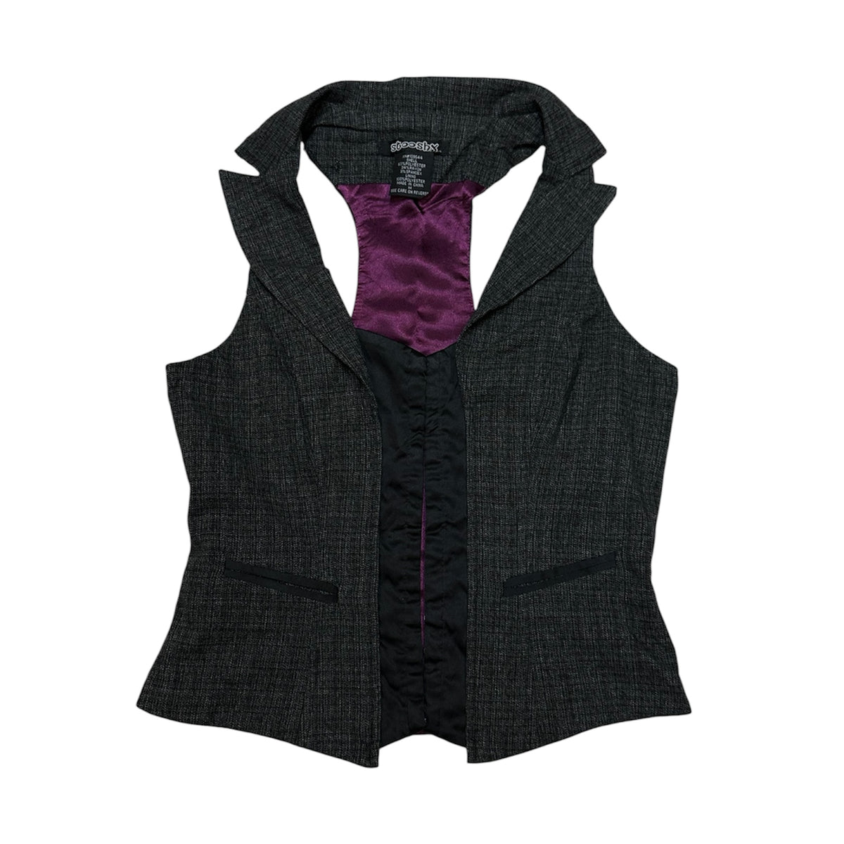 Charcoal Textured Lapel Waistcoat
