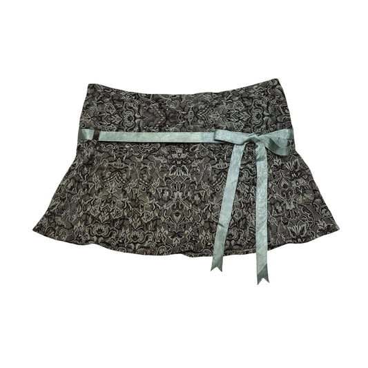 Ribbon Floral Embroidery Mini Skirt