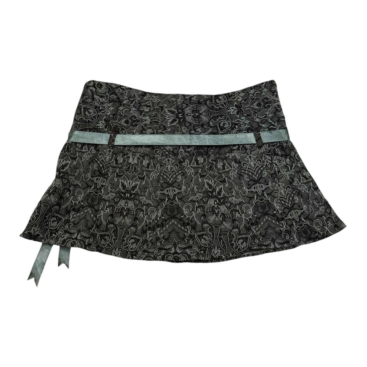 Ribbon Floral Embroidery Mini Skirt