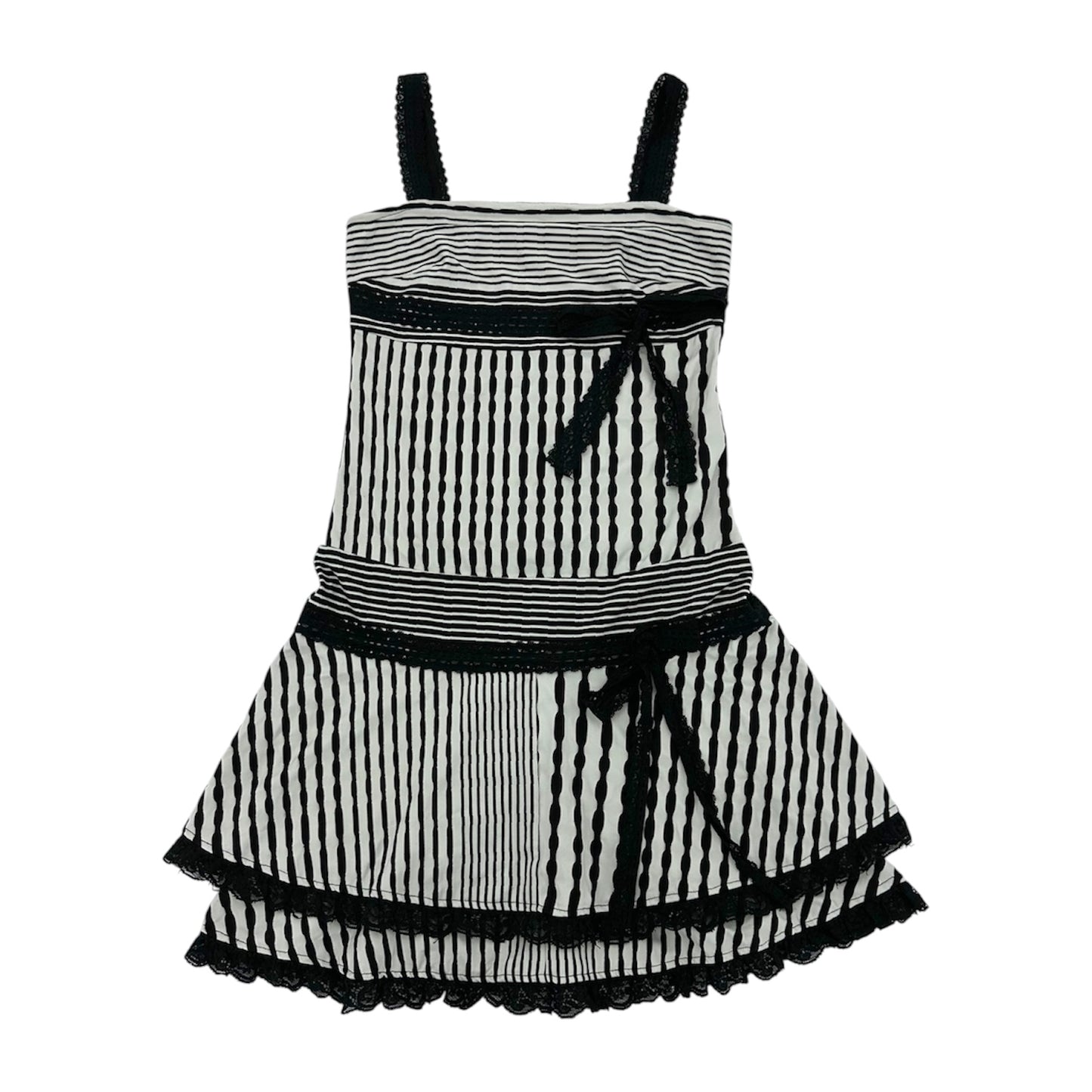90s Striped Lace Tiered Cami Dress