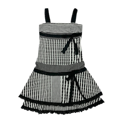 90s Striped Lace Tiered Cami Dress
