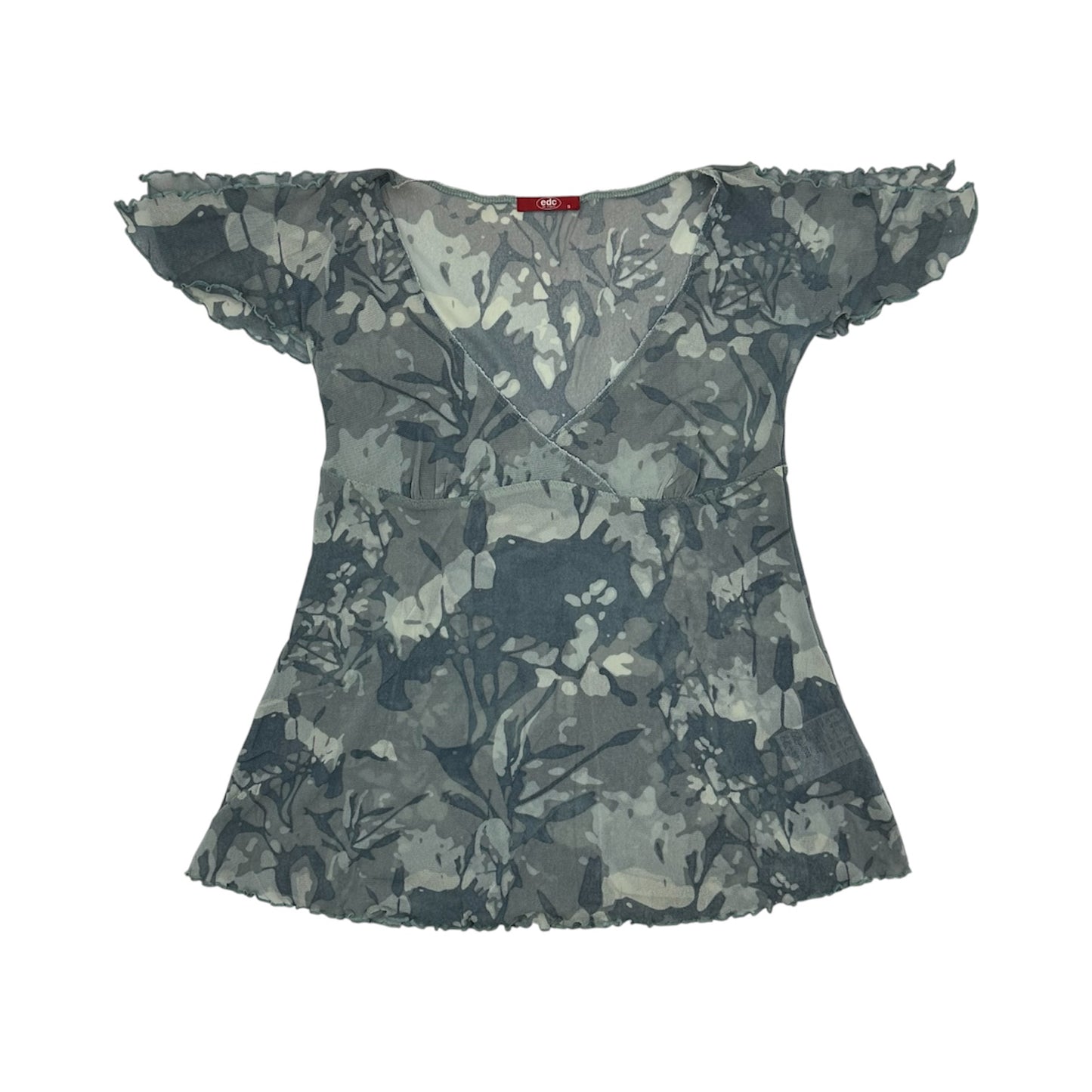 EDC Mesh Camo V-neck Flutter Sleeves Vest