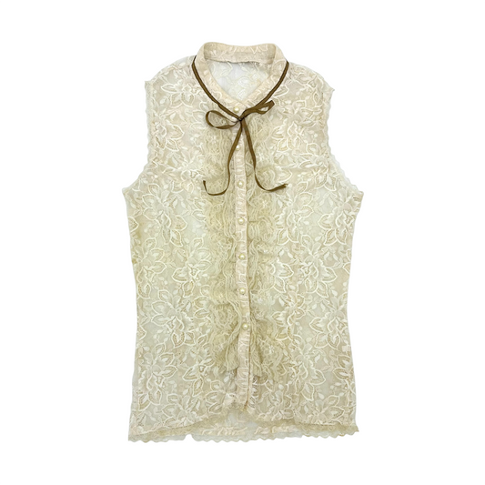 Sheer Lace Button Up Top