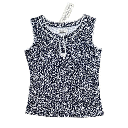 Lace Trim Button Up Floral Vest
