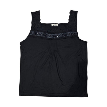 Beaded Lace Trim Tank Top